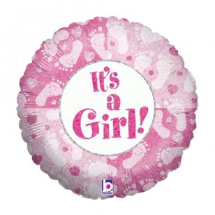 It's A Girl Baby Shower Footprints Balloon